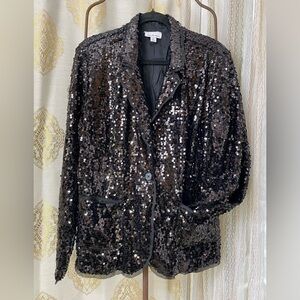 Joan Rivers Black Sequin Classic Blazer